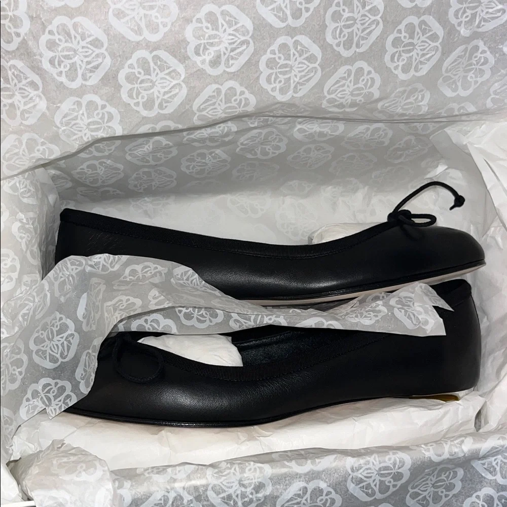 Alexander McQueen Armadillo Leather Black Ballerina Flats NIB EU sz 37.5 / 7.5